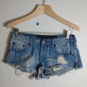 One Teaspoon Light Blue Distressed Jean Shorts 8/26